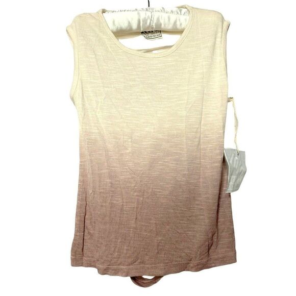 Mini Young Fabulous & Broke Girls Sz 6 Mauve & Cream Sliced Back Top NEW - Picture 2 of 2